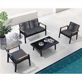Sofa sectionnel d'extérieur en teck Courtyard